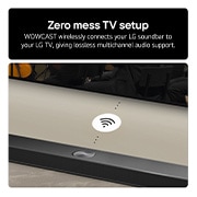 LG Soundbar US80TR Feature card - WOWCAST wirelessly connects your lg sound to your lg tv