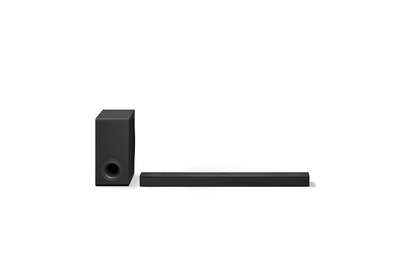 Front view of LG Soundbar S80TY and subwoofer