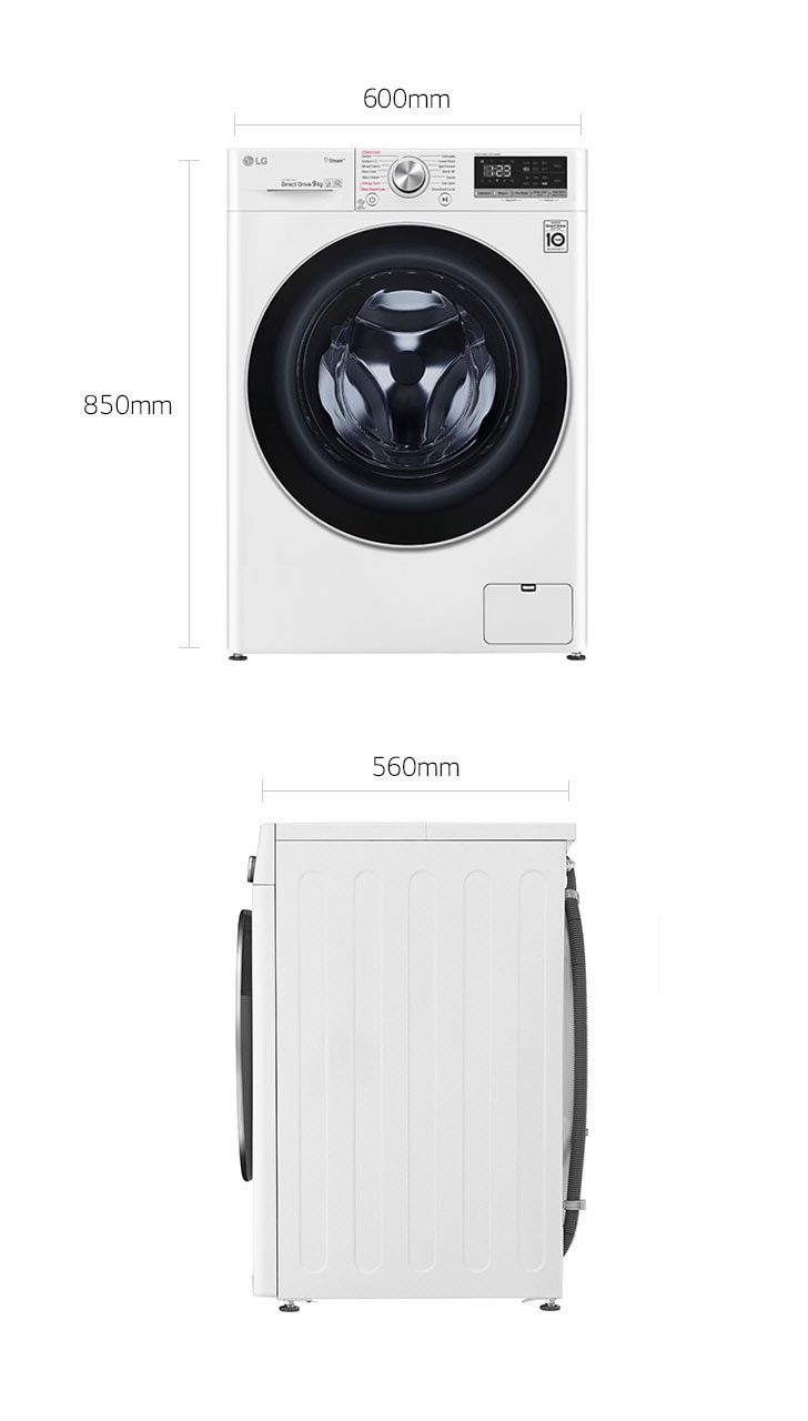 LG AIDD F4V509WS 9kg Washing Machine White F4V509WS LG UK