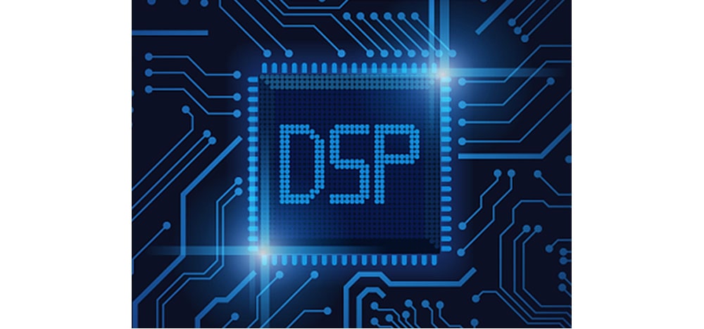 A circuit board with DSP in the middle.