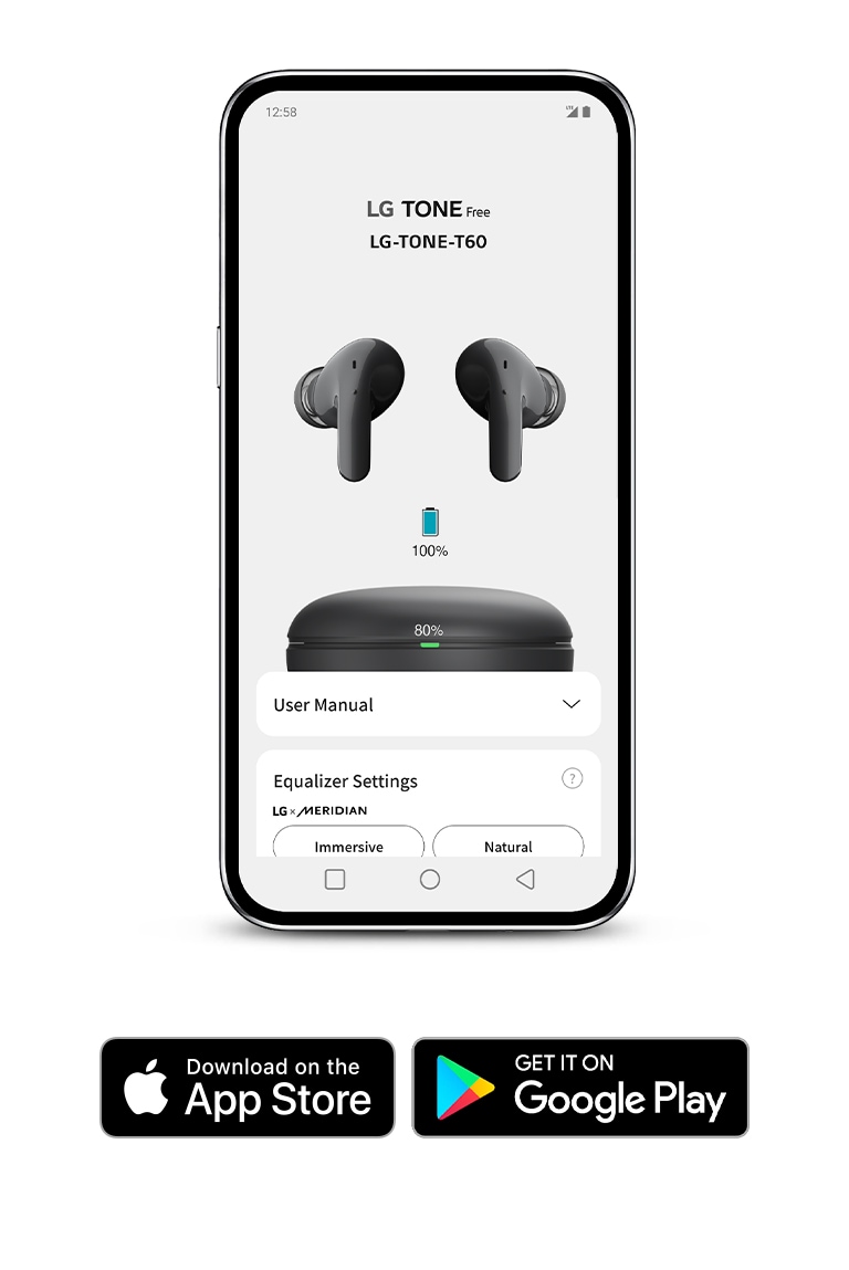 A smartphone with the TONE Free app onscreen.