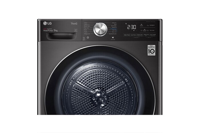 LG 9kg DUAL Inverter HeatPump Dryer Black Steel A+++, FDV1109B