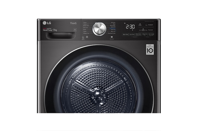 LG 9kg DUAL Inverter HeatPump Dryer Black Steel A+++, FDV1109B