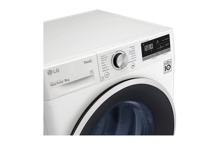 LG 9kg DUAL Inverter HeatPump Dryer A++, White, FDV309W