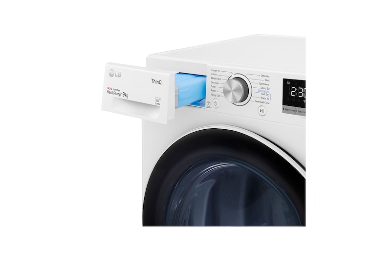 LG 9kg DUAL Inverter HeatPump Dryer A++, White, FDV709W