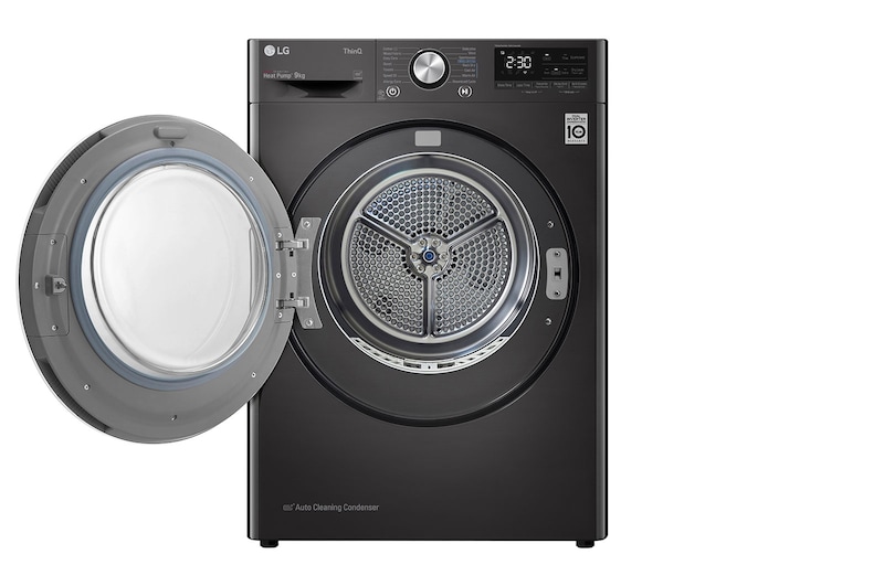LG 9kg DUAL Inverter HeatPump Dryer A+++, Black Steel, FDV909B