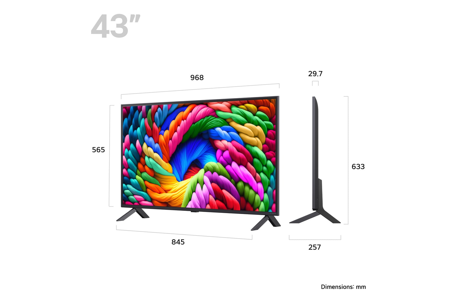 Slightly-angled right-facing side view of LG NanoCell NANO90 TV.