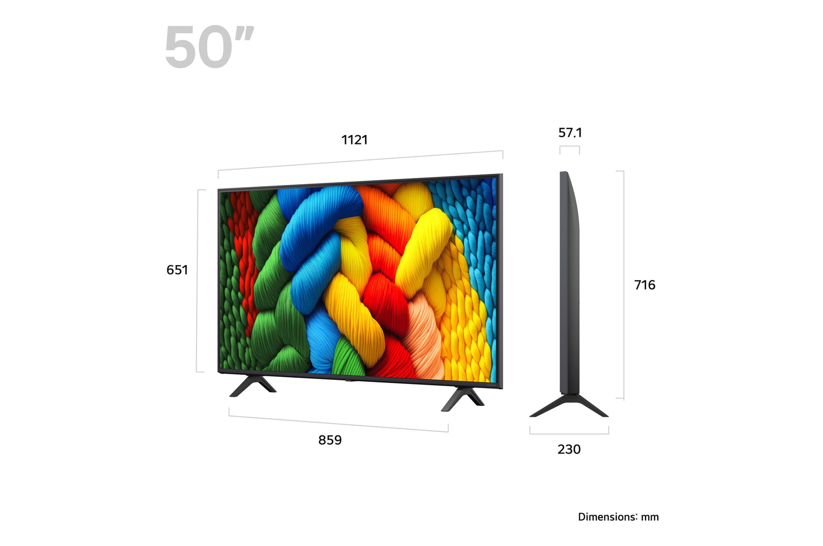 Slightly-angled right-facing side view of LG NanoCell NANO80 TV.