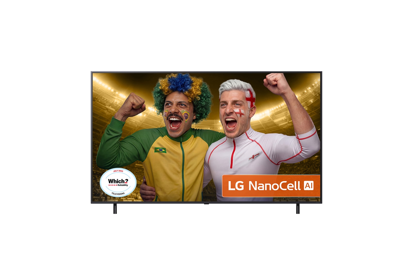 Front view of 50 inch LG NanoCell AI NANO80 4K Smart TV 2025 50NANO80A6B