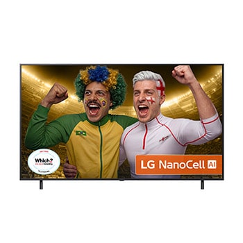 Front view of 50 inch LG NanoCell AI NANO81 4K Smart TV 2025 50NANO81A6A