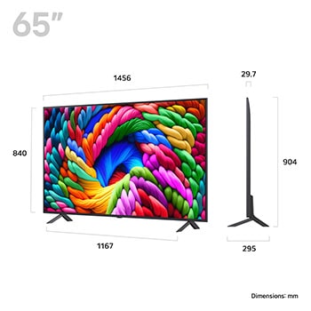 Slightly-angled right-facing side view of LG NanoCell NANO90 TV.