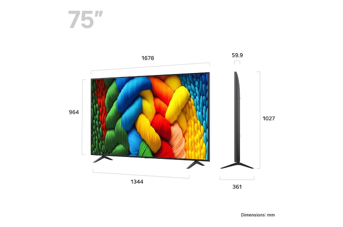Slightly-angled right-facing side view of LG NanoCell NANO80 TV.