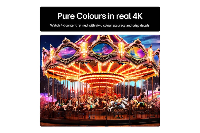 Front view and side view of LG NanoCell AI 4K Smart TV showing its length, width, height, and depth dimensions.