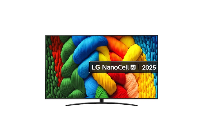 Front view of 86 inch LG NanoCell AI NANO81 4K Smart TV 2025 86NANO81A6A