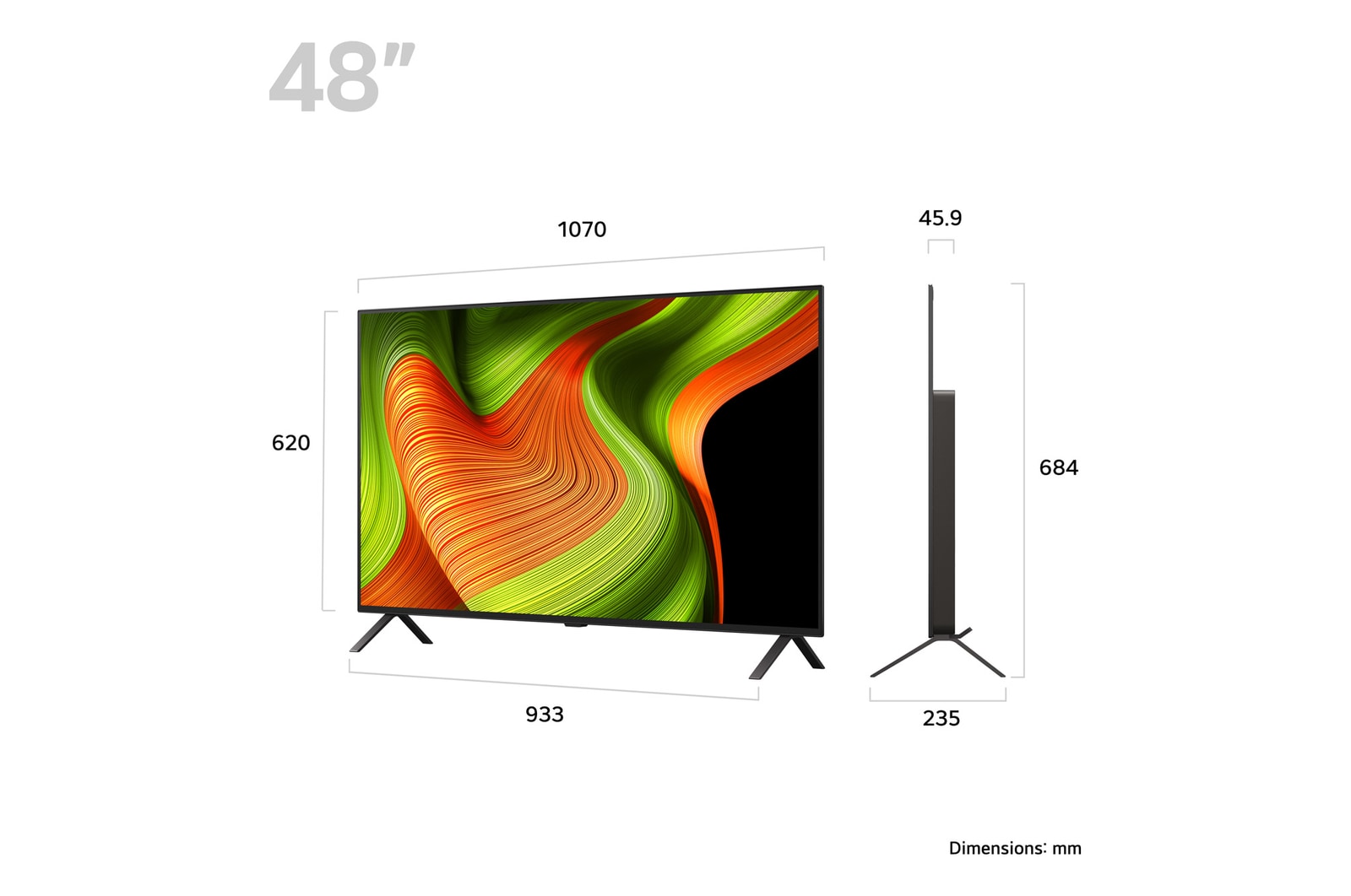 Rear view of LG OLED AI B5 4K Smart TV.