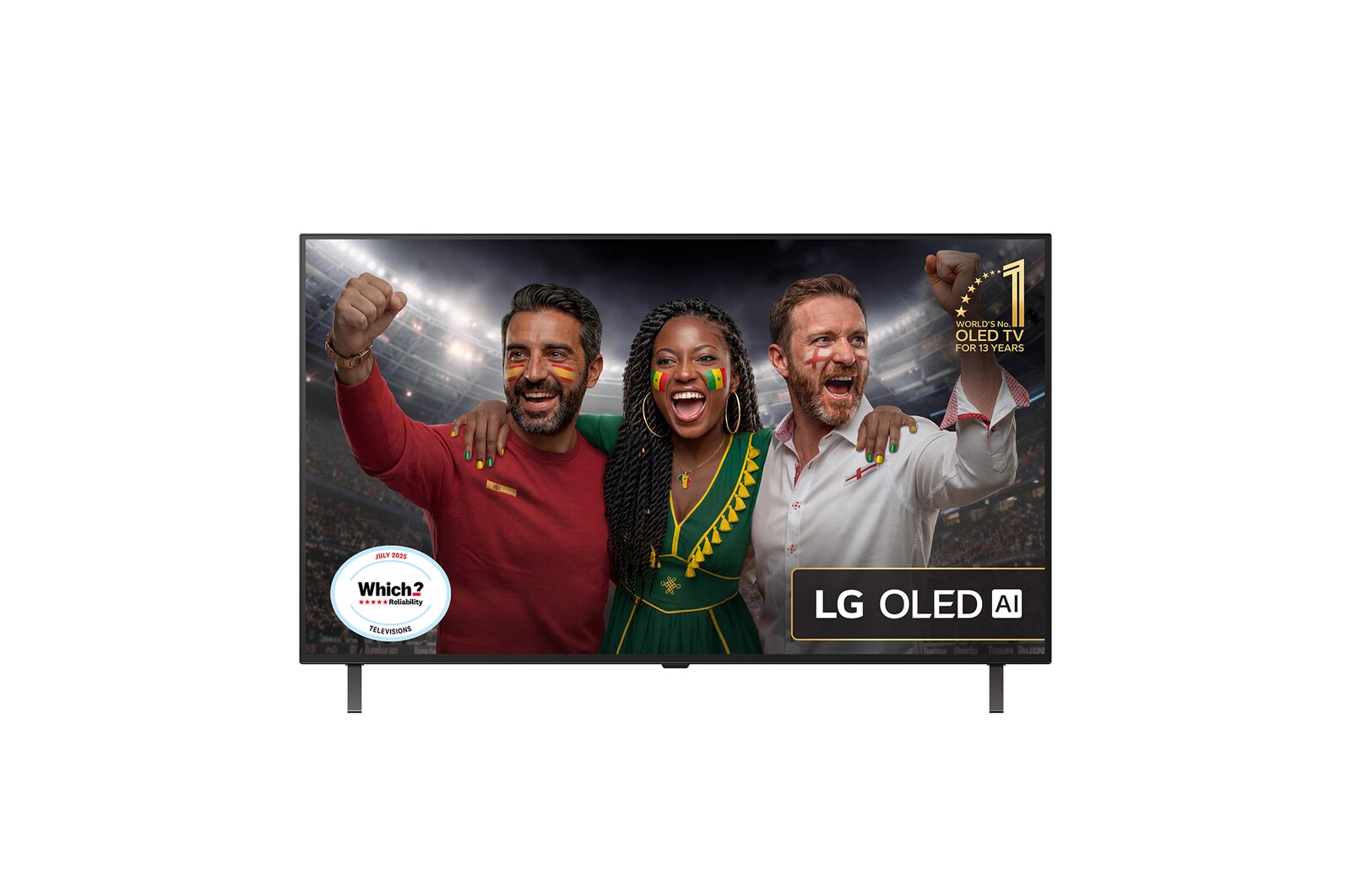 Front view of 48 inch LG OLED AI B5 4K Smart TV 2025 OLED48B56LA