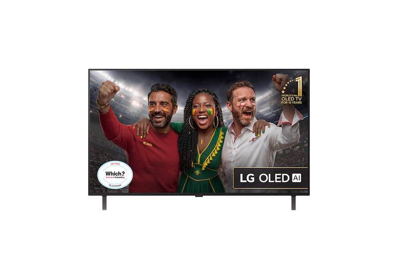 Front view of 48 inch LG OLED AI B5 4K Smart TV 2025 OLED48B56LA