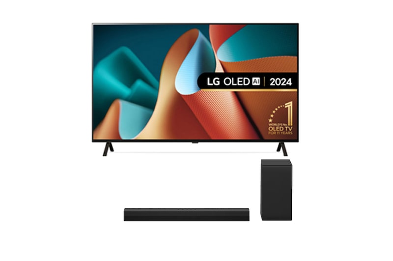 Front view of 55 inch OLED B4 TV + US40T Soundbar Bundle OLED55B4ELA.US40T