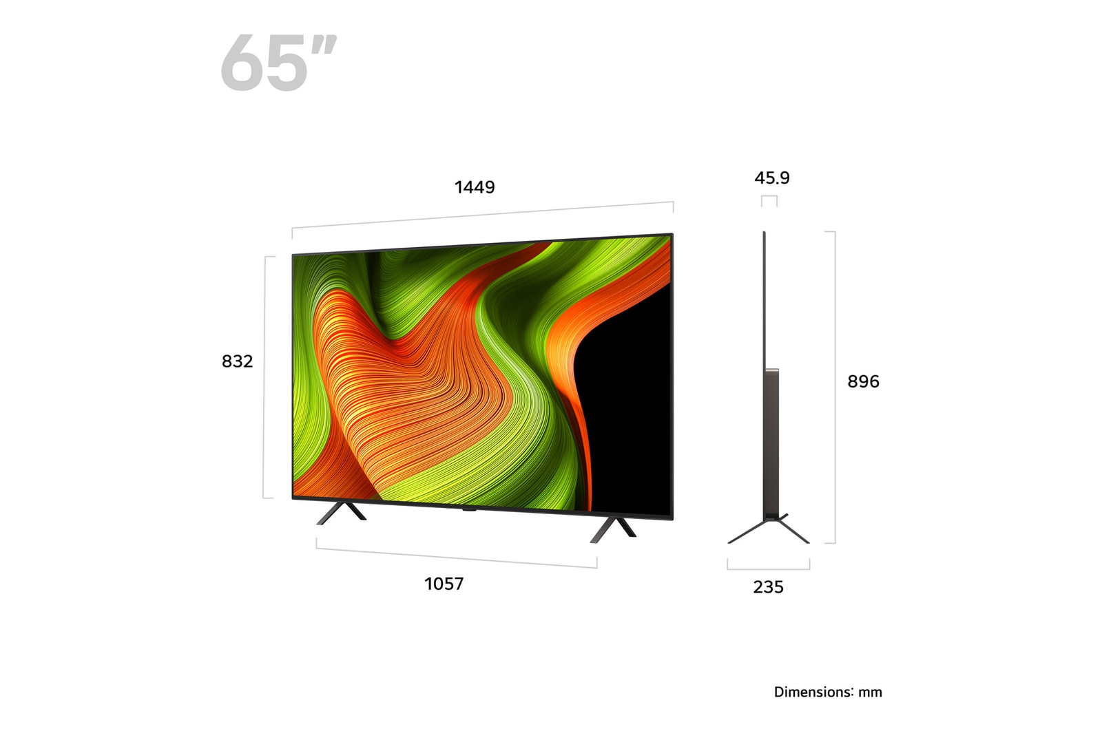 Rear view of LG OLED AI B5 4K Smart TV.