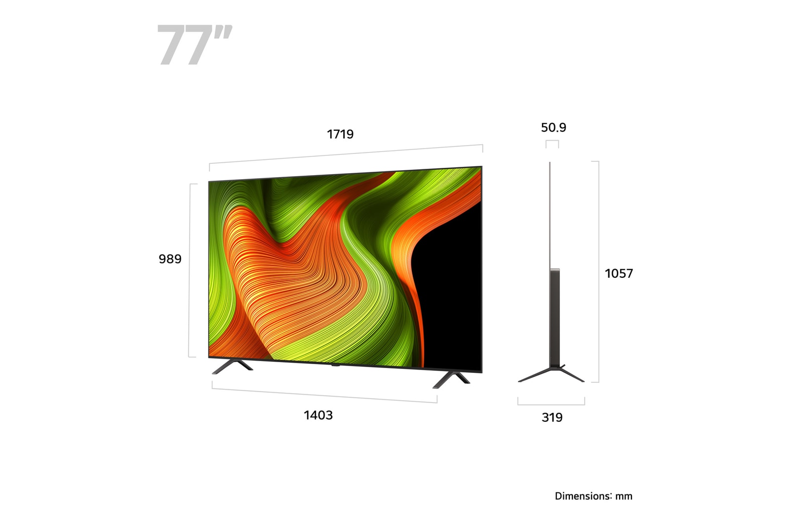Rear view of LG OLED AI B5 4K Smart TV.