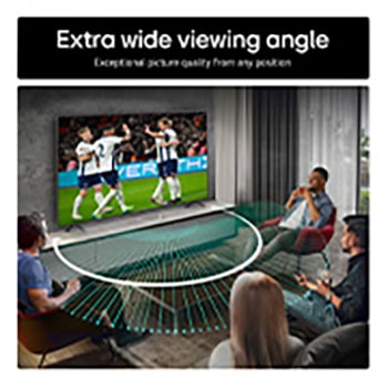 LG AI Magic Remote with the AI button highlighted. Around it are the different functionalities that a user can access from the button. AI Voice ID, AI Search, AI Chatbot, AI Concierge, AI Picture Wizard, AI Sound Wizard. The text explains that the LG AI Magic Remote completes your AI experience with a dedicated AI button and can be used like an air mouse. Just point and click.