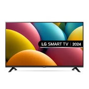 Front view of LG HD TV, LR60 with text of LG SMART TV AI and 2024 on screen with 2-pole stand