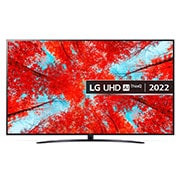 Vue avant du téléviseur UHD de LG avec image de remplissage et logo du produit