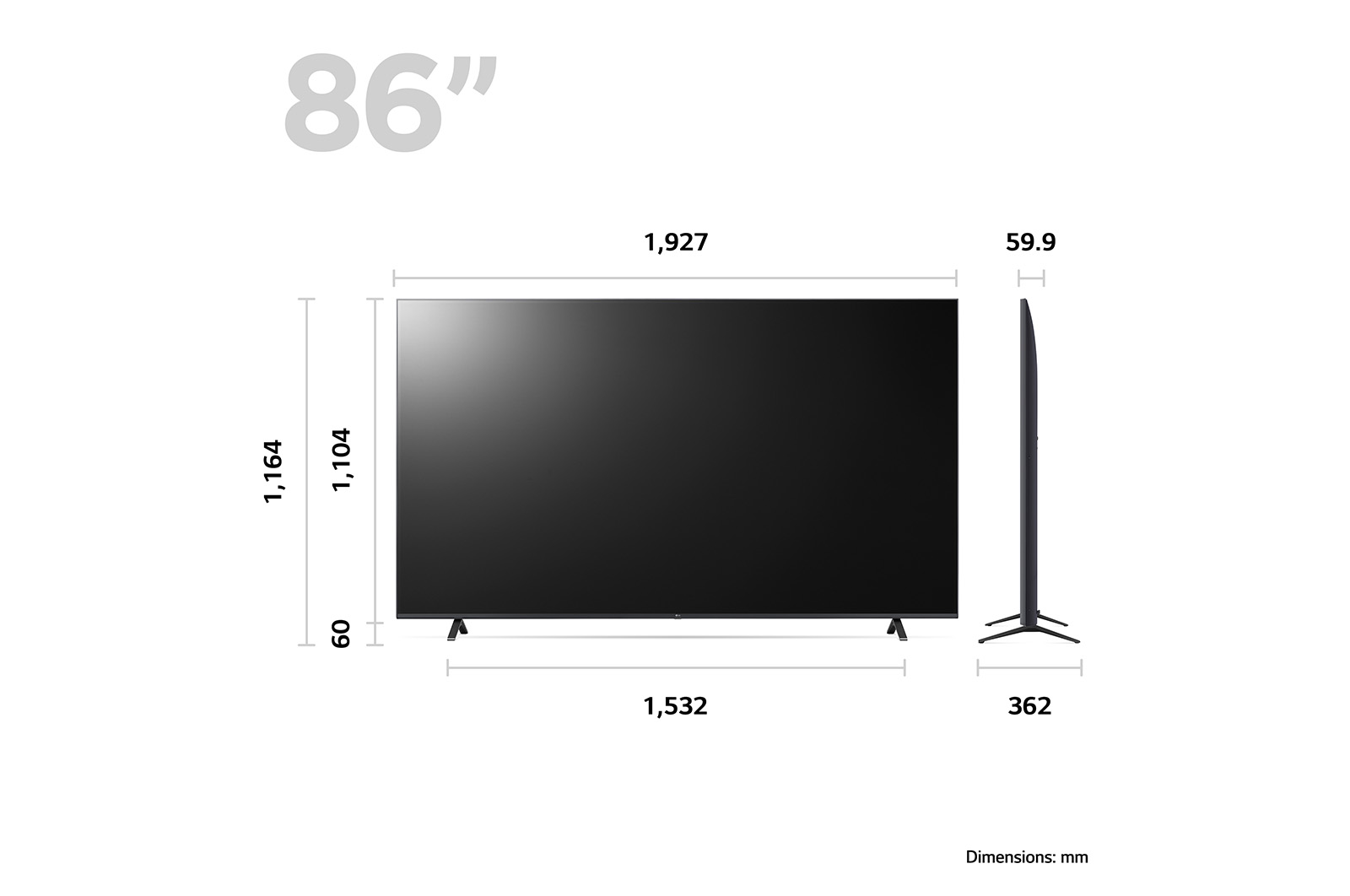 LG 86 inch LG UR78 AI 4K Smart UHD TV, 86UR78006LB