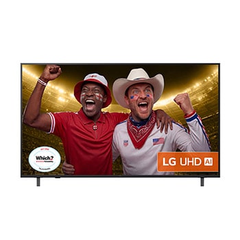Front view of 65 inch LG UHD AI UA75 4K Smart TV 2025 65UA75006LA