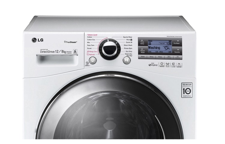 LG 12KG/8KG Eco Hybrid Washer Dryer with TRUESTEAM™ and 6 Motion DD, F1695RDH