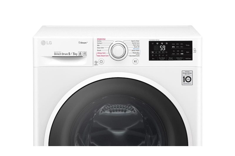 LG 9/5 KG Steam Washer Dryer with inverter Direct Drive and Smart ThinQ Connnectivity, F4J6VG0W