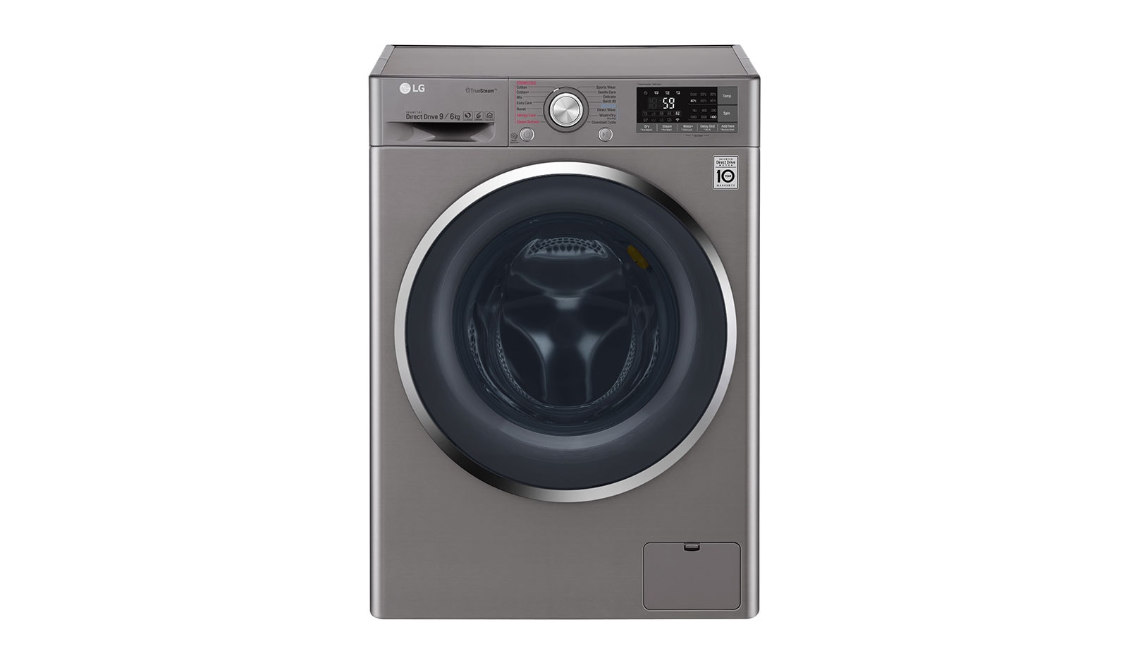 Front view of 9/6 KG Smart Eco Hybrid™ Washer™ Dryer with True Steam™ technology F4J8FH2S