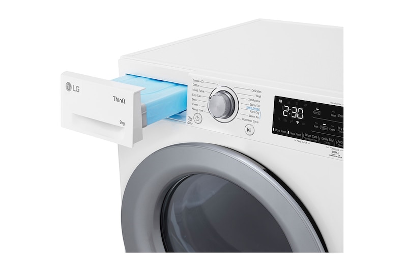 LG 9kg DUAL Inverter HeatPump Dryer A++, White, FDM309W