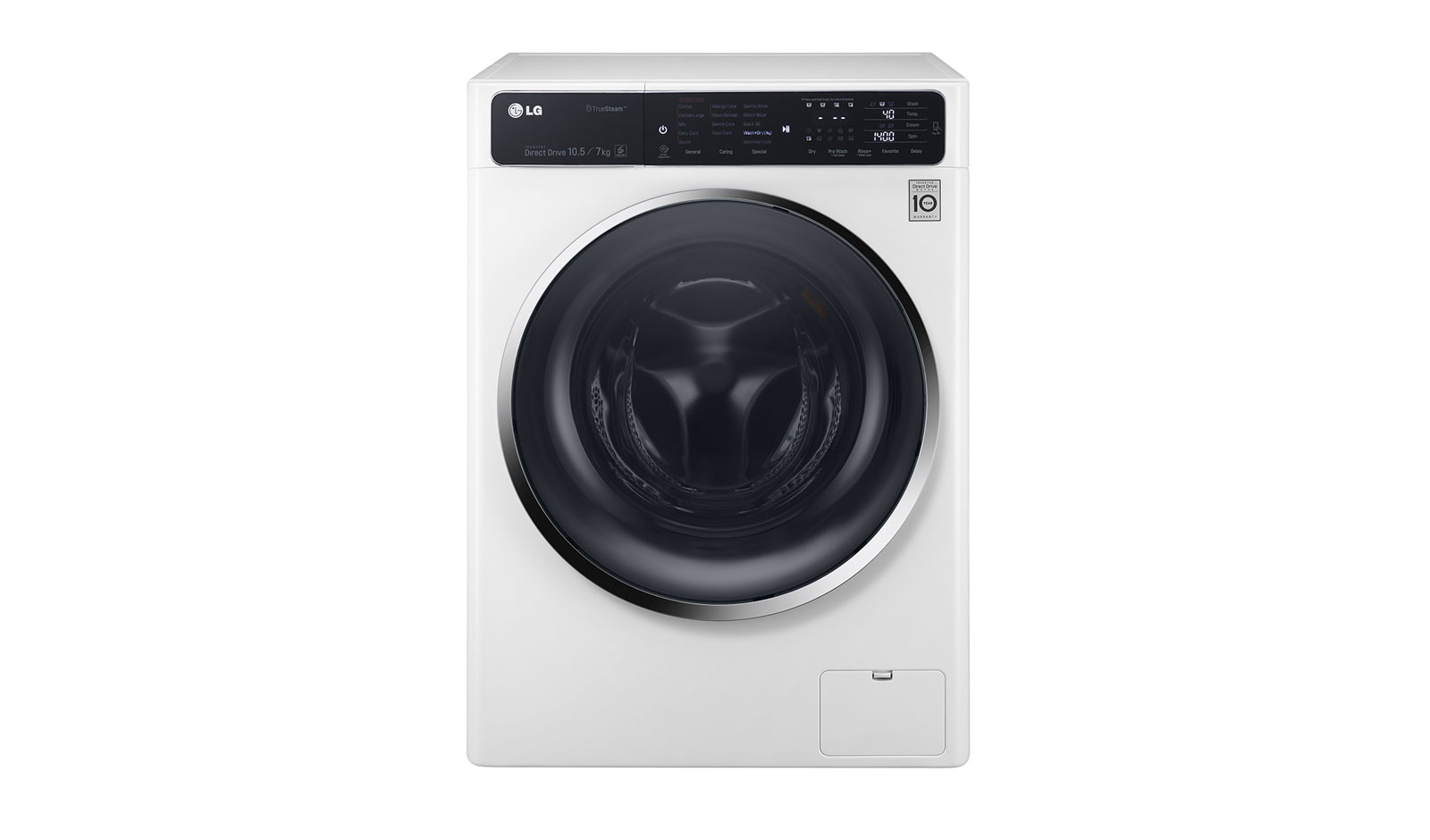 Front view of 10.5KG/7KG Eco Hybrid Washer Dryer with TrueSteam™ and 6 Motion DD FH4U1JBH2N