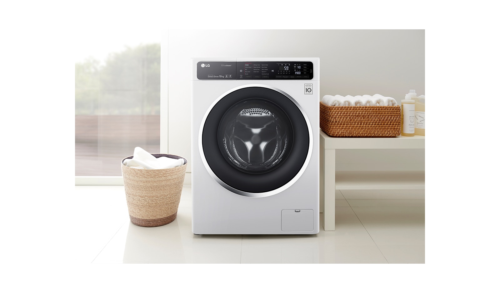 LG 10.5KG/7KG Eco Hybrid Washer Dryer with TrueSteam™ and 6 Motion DD, FH4U1JBH2N
