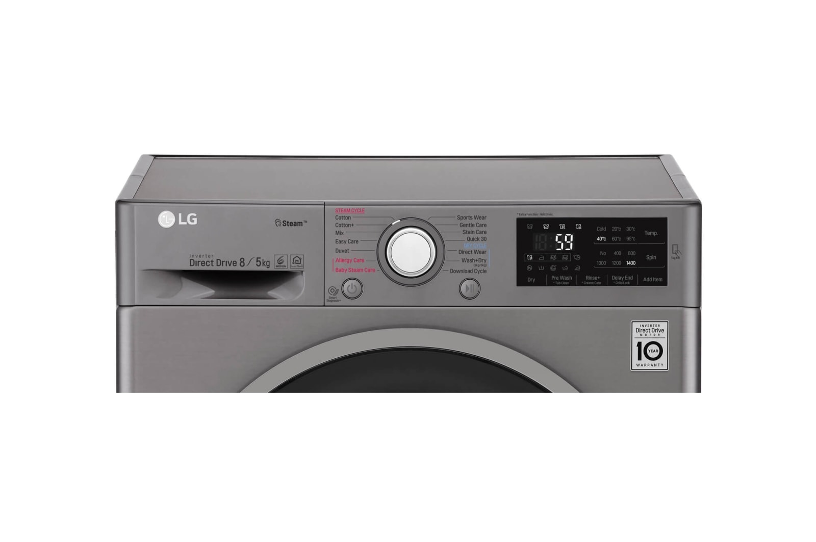 LG Steam™ FWJ685SS 8/5Kg 1400 Spin Washer Dryer – Graphite, FWJ685SS
