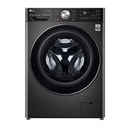 Front view of 12/8kg Washer Dryer Black Steel LG Turbowash360™(FWV1128BTSA)