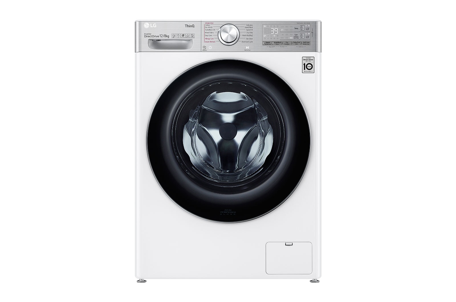 Front view of 12/8kg Washer Dryer White LG Turbowash360™(FWV1128WTSA)