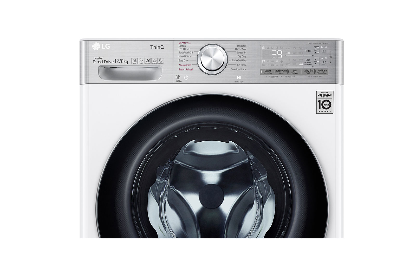 LG 12/8kg Washer Dryer White LG Turbowash360™, FWV1128WTSA