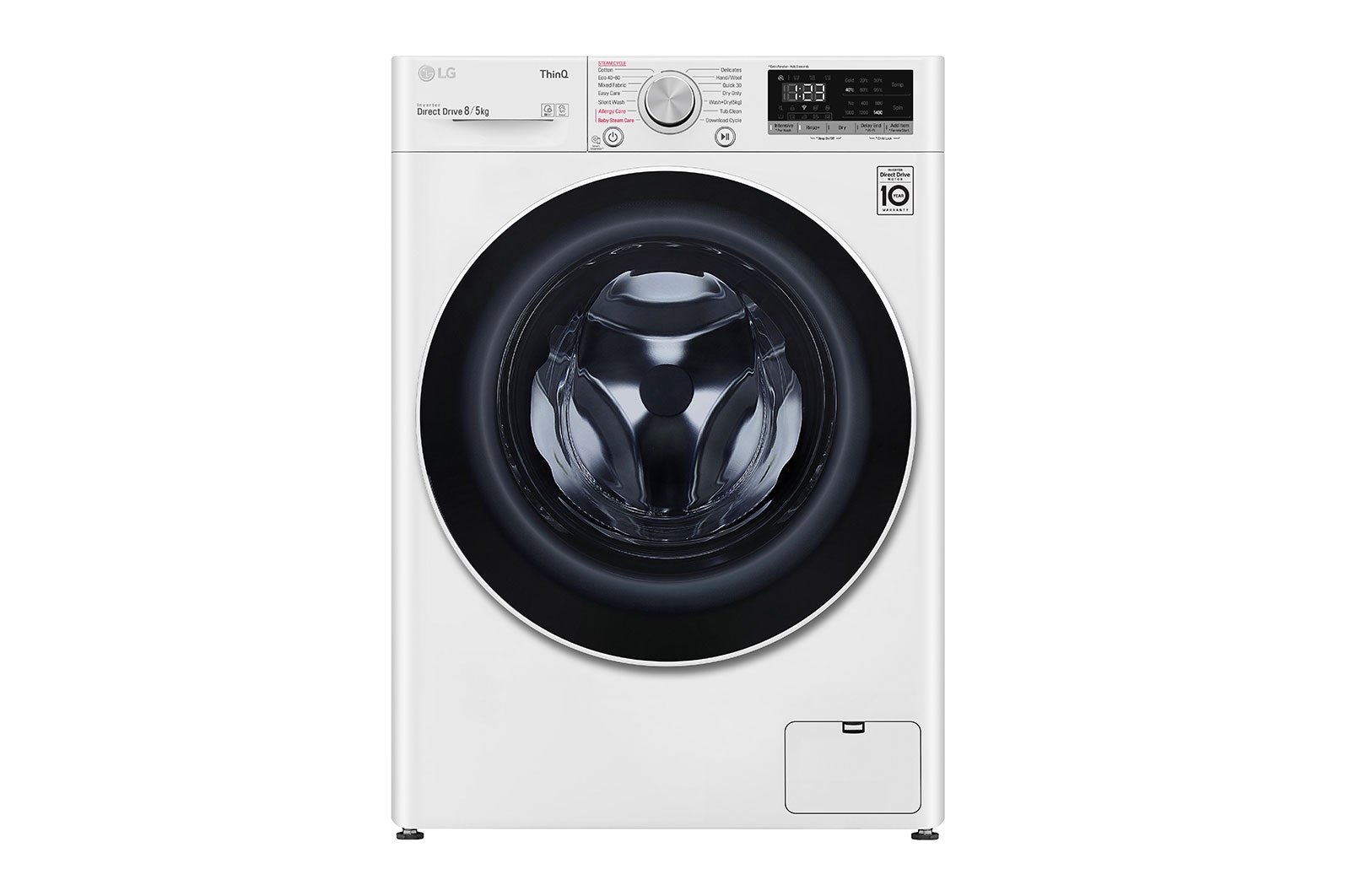 Front view of LG Steam™ FWV685WSE 8kg / 5kg, 1400rpm Washer Dryer - White FWV685WSE