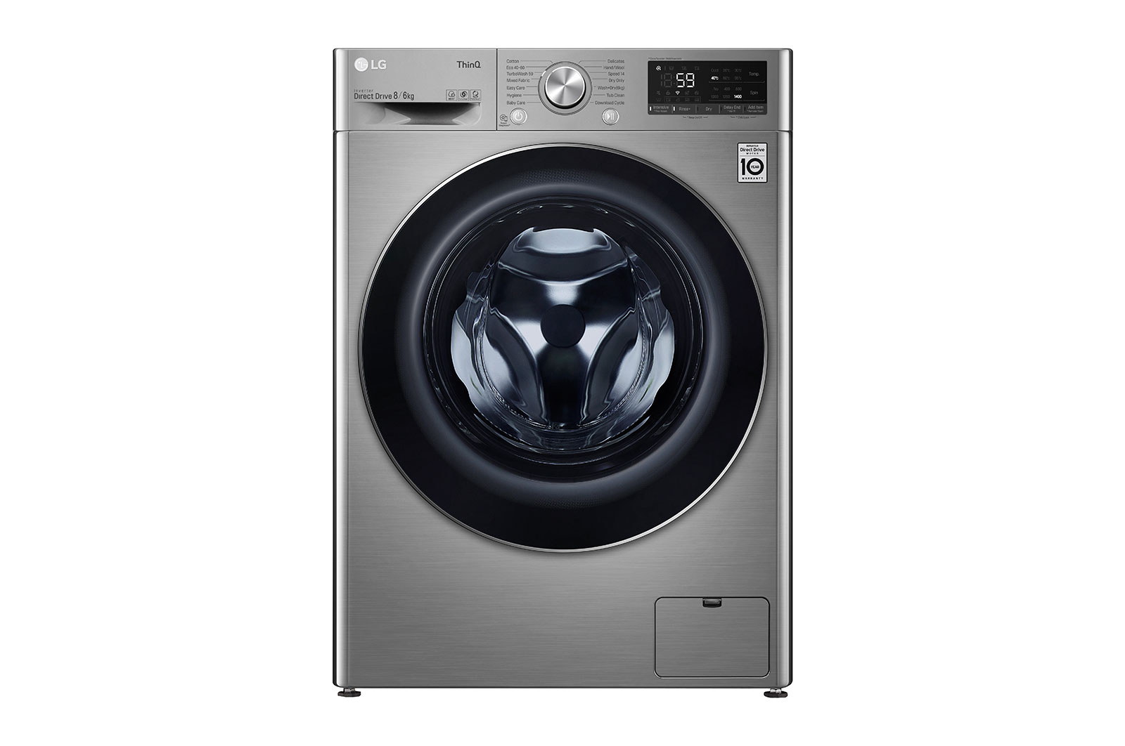Front view of 8/6kg Washer Dryer Graphite LG Turbowash™(FWV686STE)
