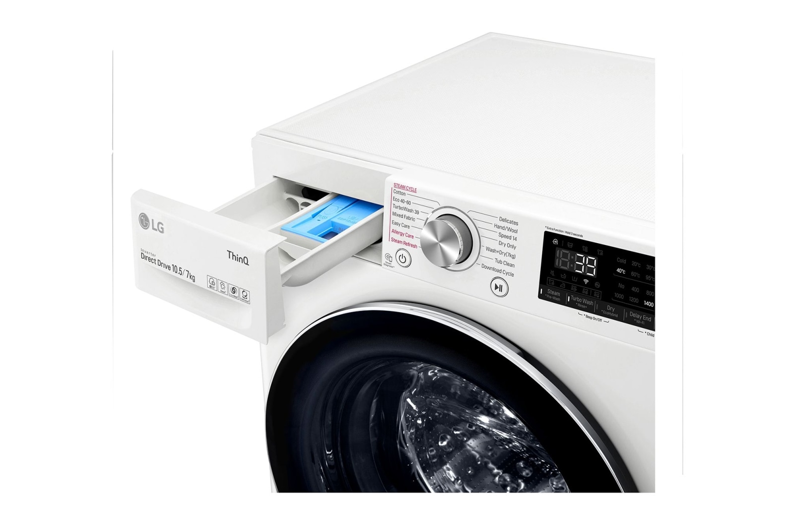 LG 10.5/7kg Washer Dryer White LG Turbowash360™, FWV917WTSE