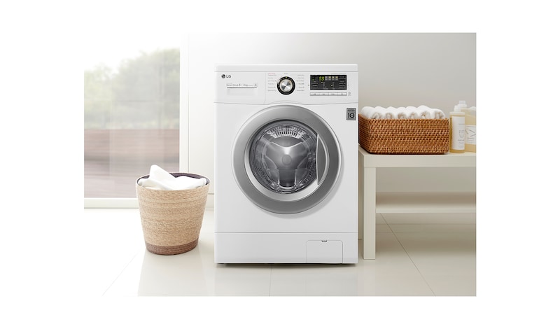 LG 8kg 6 Motion DD Washing Machine With Stylish Chrome Door, F1296TDA