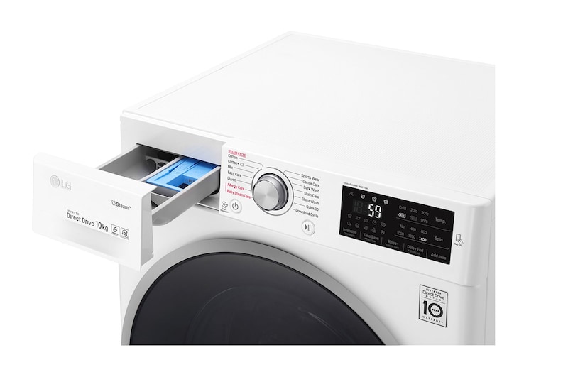 LG Steam™ F4J610WS 10Kg 1400 Spin Washing Machine - White, F4J610WS