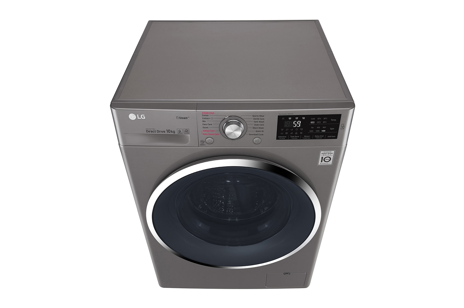 LG Steam™ F4J6JY2S 10Kg 1400 Spin Washing Machine - Graphite, F4J6JY2S