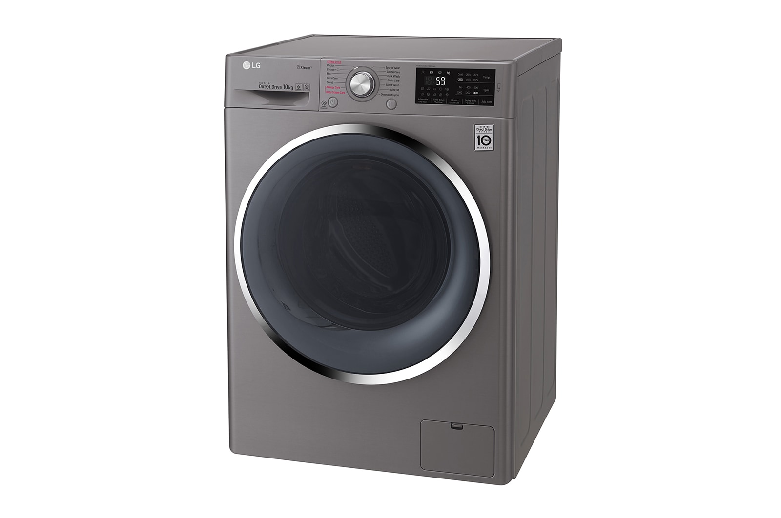 LG Steam™ F4J6JY2S 10Kg 1400 Spin Washing Machine - Graphite, F4J6JY2S