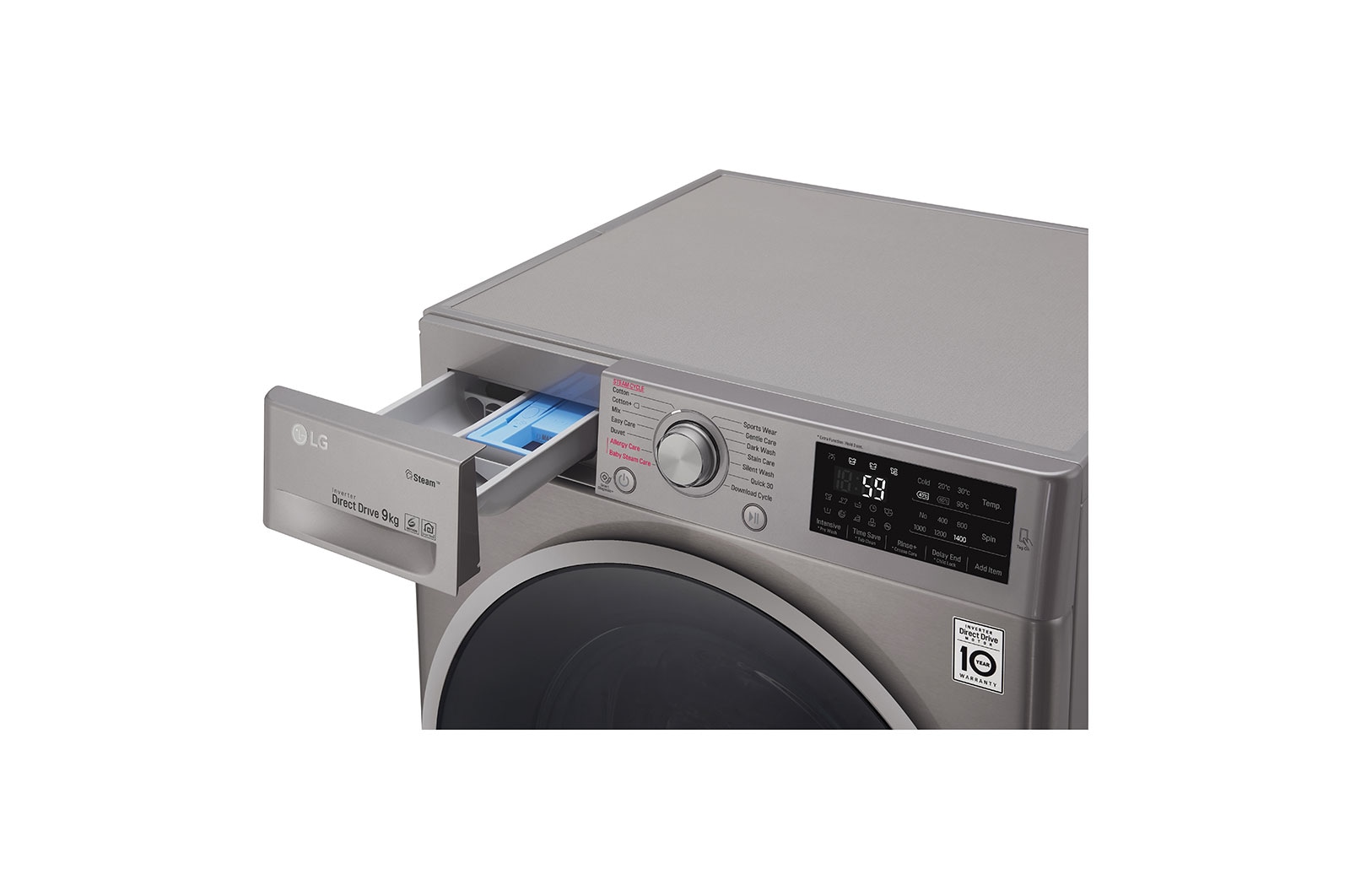 LG Steam™ F4J6VY8S 9Kg 1400 Spin Washing Machine - Graphite, F4J6VY8S