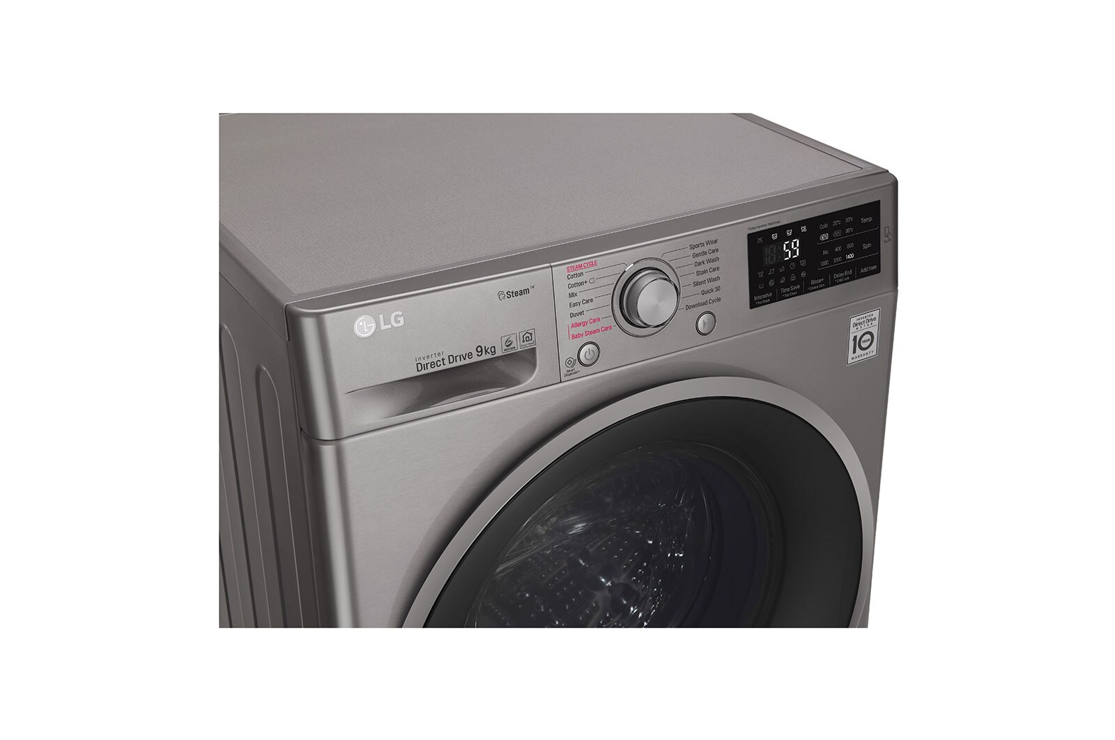LG Steam™ F4J6VY8S 9Kg 1400 Spin Washing Machine - Graphite, F4J6VY8S