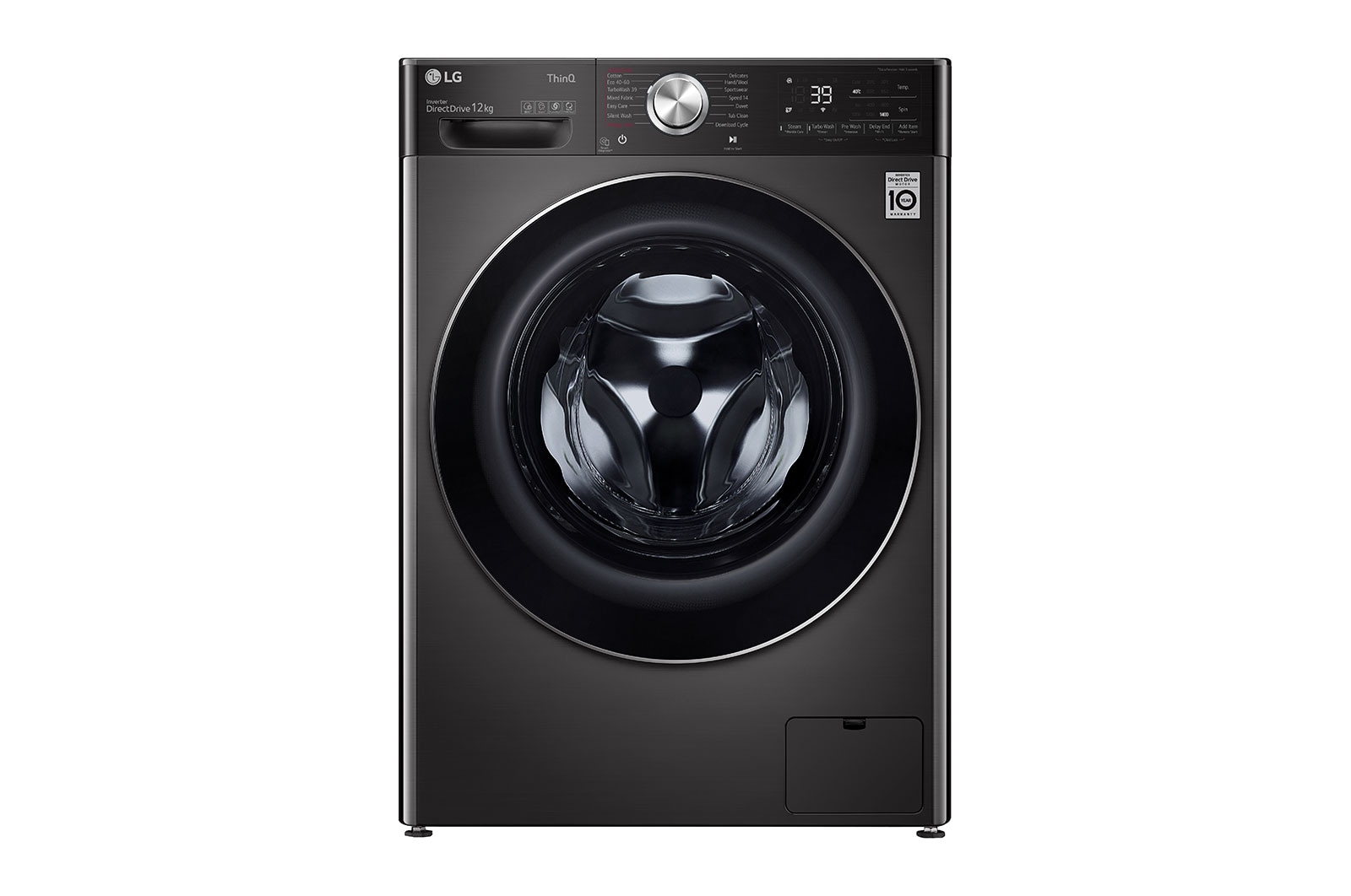 Front view of 12kg Washing Machine Black Steel AI DD™(F4V1012BTSE)