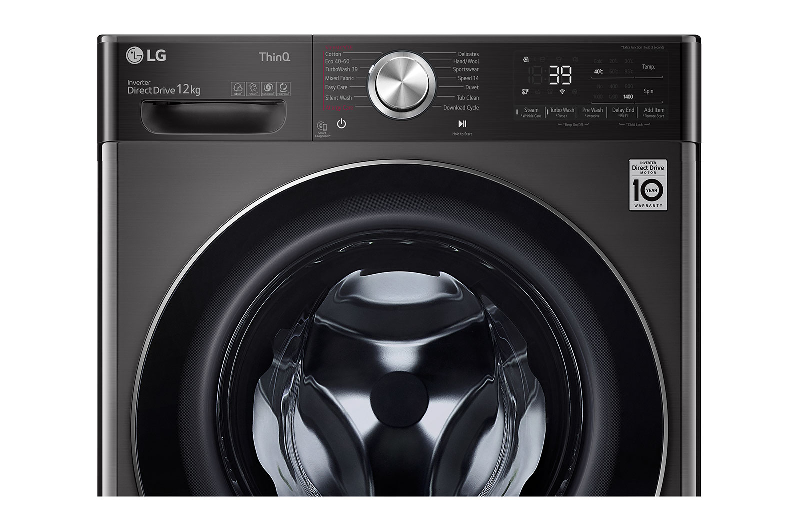LG 12kg Washing Machine Black Steel AI DD™, F4V1012BTSE